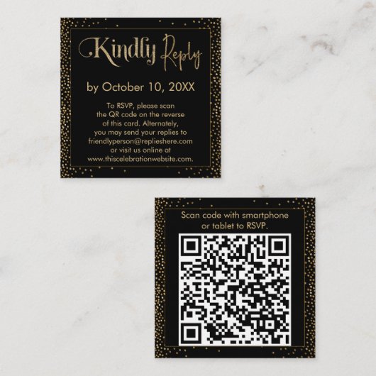Snel antwoord op feestelijke Confetti QR-code op z Informatiekaartje (Voorkant / Achterkant)