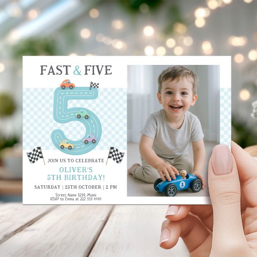 Snel Auto 5e Verjaardagsfeest Thema Kaart