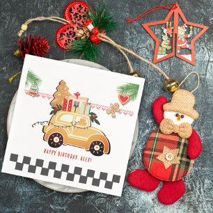 Snel Auto's Zoete Gemberkoek Auto Kerst Verjaardag Servet