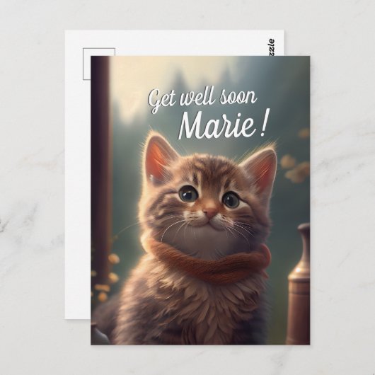 Snel-beter Kitten Met Sjaal, aanpasbaar Briefkaart (Voorkant / Achterkant)