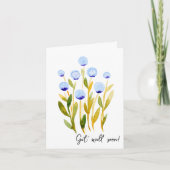 Snel beter minimale blauwe waterverf bloemen kaart (Voorkant)