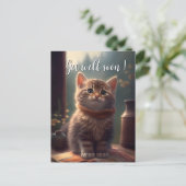 Snel-Beter-Pakket Voor Kitten Met Sjaal Briefkaart (Staand voorkant)