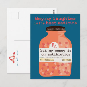 Snel Beter Worden Lachen vs Antibiotica Aangepast Briefkaart