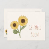 Snel Beter Worden Minimale Zonnebloem Ansichtkaart Briefkaart (Voorkant / Achterkant)