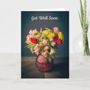 Snel Beter Worden Mooie Vaas Met Bloemen Foto Feestdagen Kaart