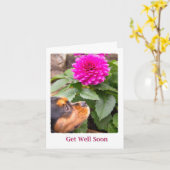 Snel Beterschap Dahlia en Cavalier King Charles Kaart (Gele Bloem)