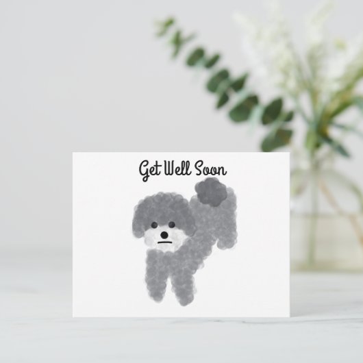 Snel Beterschap Grijze Poodle #2 Ansichtkaart Briefkaart (Staand voorkant)