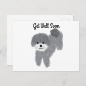Snel Beterschap Grijze Poodle #2 Ansichtkaart Briefkaart (Voorkant / Achterkant)