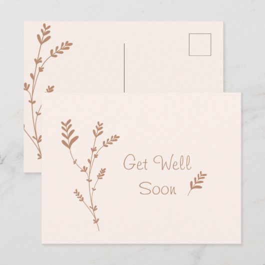 Snel Beterschap Minimaal Bloemmotief Postkaart (Voorkant / Achterkant)