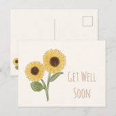 Snel Beterschap Minimale Zonnebloem Ansichtkaart Briefkaart (Voorkant / Achterkant)