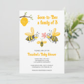 Snel bij een familie van 3 Baby shower uitnodiging (Staand voorkant)