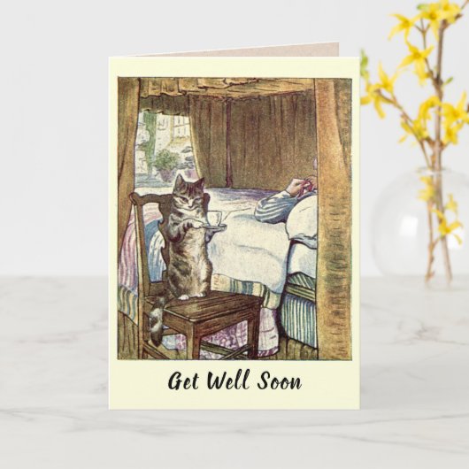 Snel Cat Serving Tea Kaart (Gele Bloem)