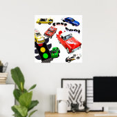 Snel, cool, auto's poster (Thuiskantoor)