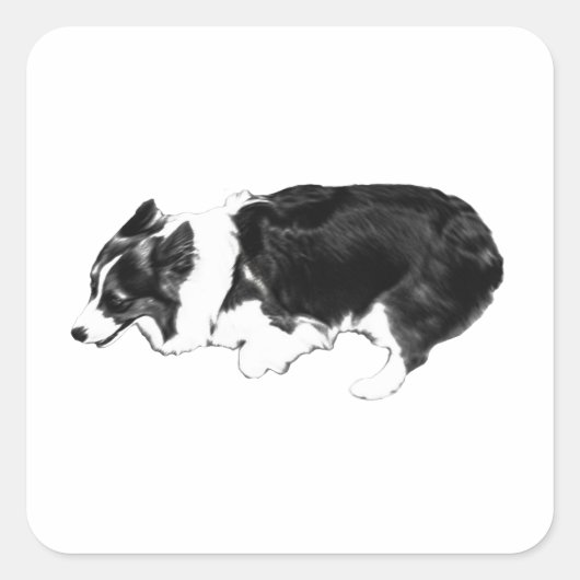 Snel corgi, zak glimlach vierkante sticker (Voorkant)
