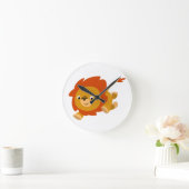 Snel Cute Cartoon Lion Wall Clock Ronde Klok (Huis)