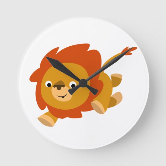 Snel Cute Cartoon Lion Wall Clock Ronde Klok (Voorkant)