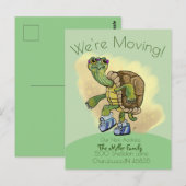 Snel, Cute Jogging Turtle Moving Address Briefkaart (Voorkant / Achterkant)