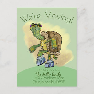 Snel, Cute Jogging Turtle Moving Address Briefkaart