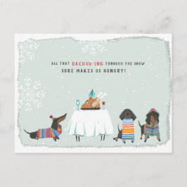 Snel Door de Sneeuw | Schattige Dachshund Briefkaart