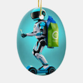 Snel draaiende robot keramisch ornament (Achterkant)