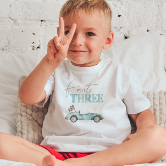 Snel DRE blauwe raceauto verjaardagsshirt Kinder Shirts