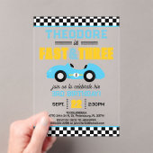 Snel & Drie Race Auto 3e Verjaardag Acryl Uitnodigingen (Insitu (Draagbaar))