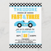 Snel & Drie Race Auto 3e Verjaardag Kaart (Voorkant)