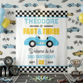 Snel & Drie Raceauto 3e verjaardagsfeest achtergro Wandkleed