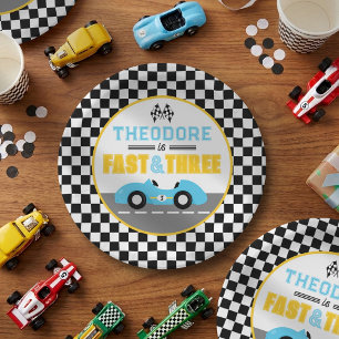 Snel & Drie Raceauto 3e Verjaardagsfeestje Papieren Bordje