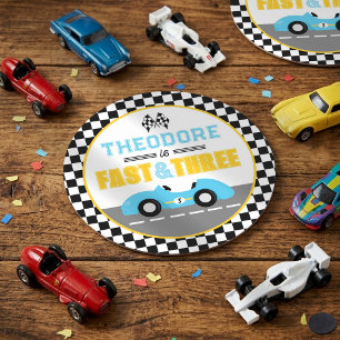 Snel & Drie Raceauto 3e verjaardagsfeestje Ronde Kartonnen Onderzetter
