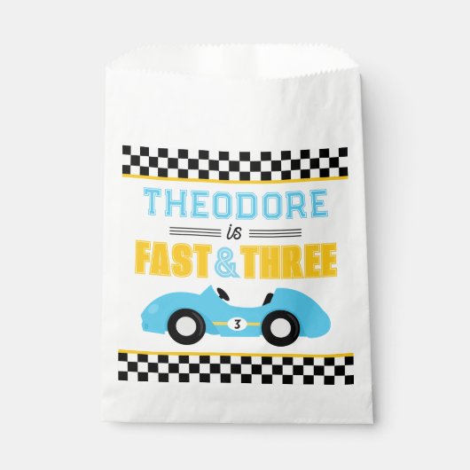 Snel & Driewe Raceauto 3e Verjaardagsfeestje Bedankzakje (Voorkant)