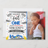 Snel Een 1e Verjaardagsfeestje Rode Race Auto Snel Kaart (Voorkant)