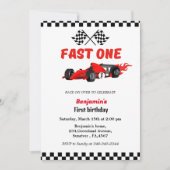 Snel een auto race jongen eerste verjaardagsfeest kaart (Voorkant)