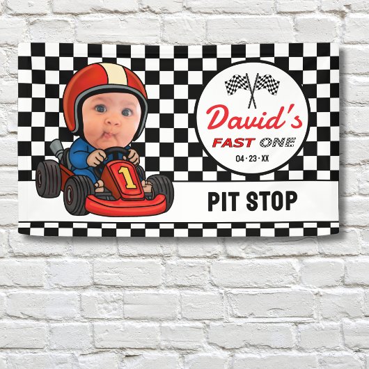 Snel EEN | Autocoureur Pitstop Verjaardag Spandoek