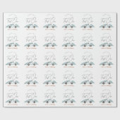 Snel Een Blauw Race Auto Jongen 1e Verjaardag Cadeaupapier (Vlak)