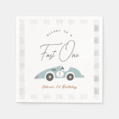 Snel Een Blauw Race Auto Jongen 1e Verjaardag Servet (Voorkant)