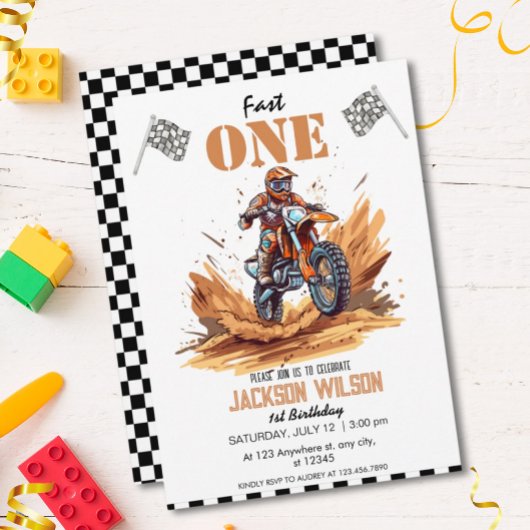 Snel één Dirt Bike Avontuur 1e Verjaardag Kaart