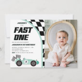 Snel Een Groene Race Auto Verjaardagsfeestje Kaart (Voorkant)