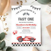 Snel Eén Race Auto Jongen 1e Eerste Verjaardagsfee