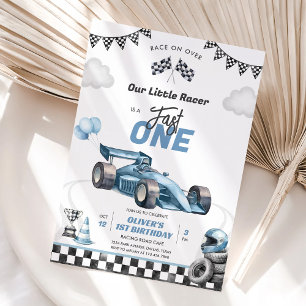 Snel Eén Race Auto Jongen 1e Verjaardagsuitnodigin Kaart
