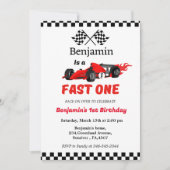 Snel een race auto jongen eerste verjaardagsfeest kaart (Voorkant)