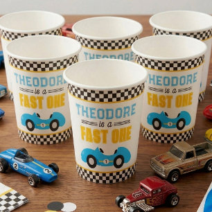 Snel één raceauto 1e verjaardagsfeestje papieren bekers