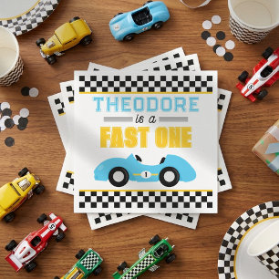 Snel één raceauto 1e verjaardagsfeestje servet