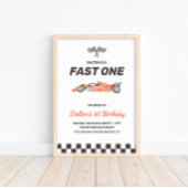 Snel één raceauto 1e verjaardagsfeestje welkom poster