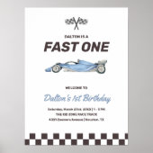 Snel één raceauto 1e verjaardagsfeestje welkom voo poster (Voorkant)