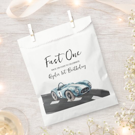 Snel één raceauto eerste verjaardag bedankzakje (Geknipt)
