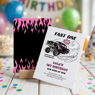 Snel één raceauto Gasser-meisje 1e verjaardag 🏁 Kaart