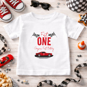 Snel één raceauto jongen 1e verjaardagsfeestje