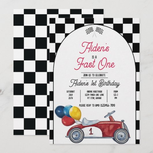 Snel één raceauto - Uitnodiging (Voorkant / Achterkant)