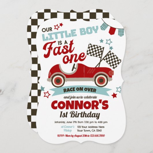 Snel één, Racing 1e verjaardag Kaart (Voorkant / Achterkant)
